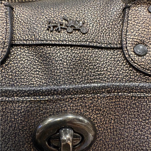 Coach Rhyder 33 Metallic Pebbled Leather Satchel Bag - Picture 2 of 9
